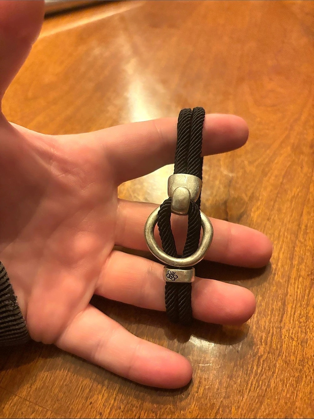 Black Cord and Silver Clasp Bracelet